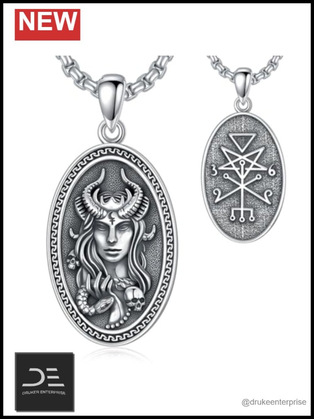 925 Sterling Silver Triple Moon Goddess Pendant Necklace Amulet Jewelry Gift